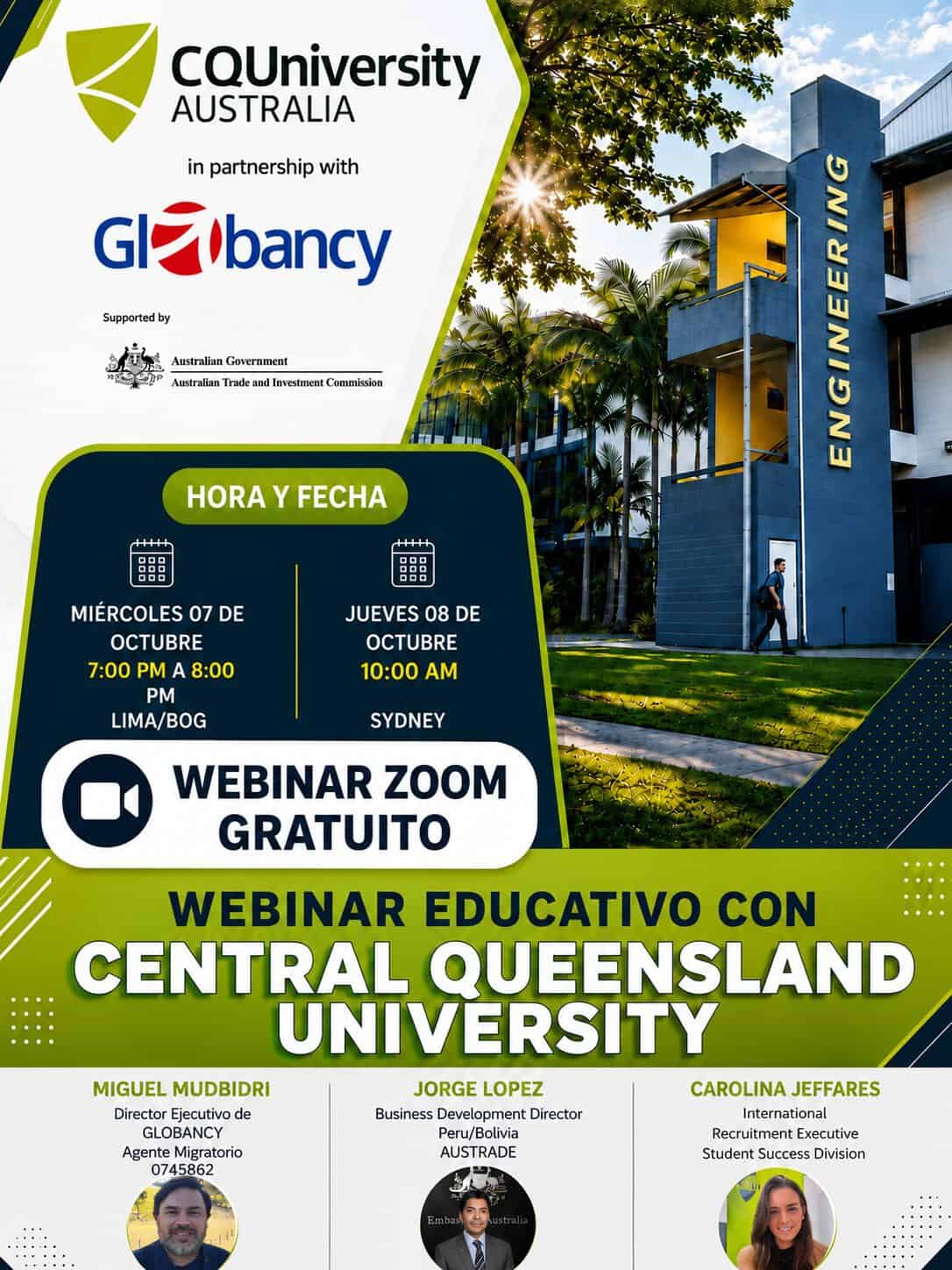 Flyer Oficial Webinar CQUniversity Australia